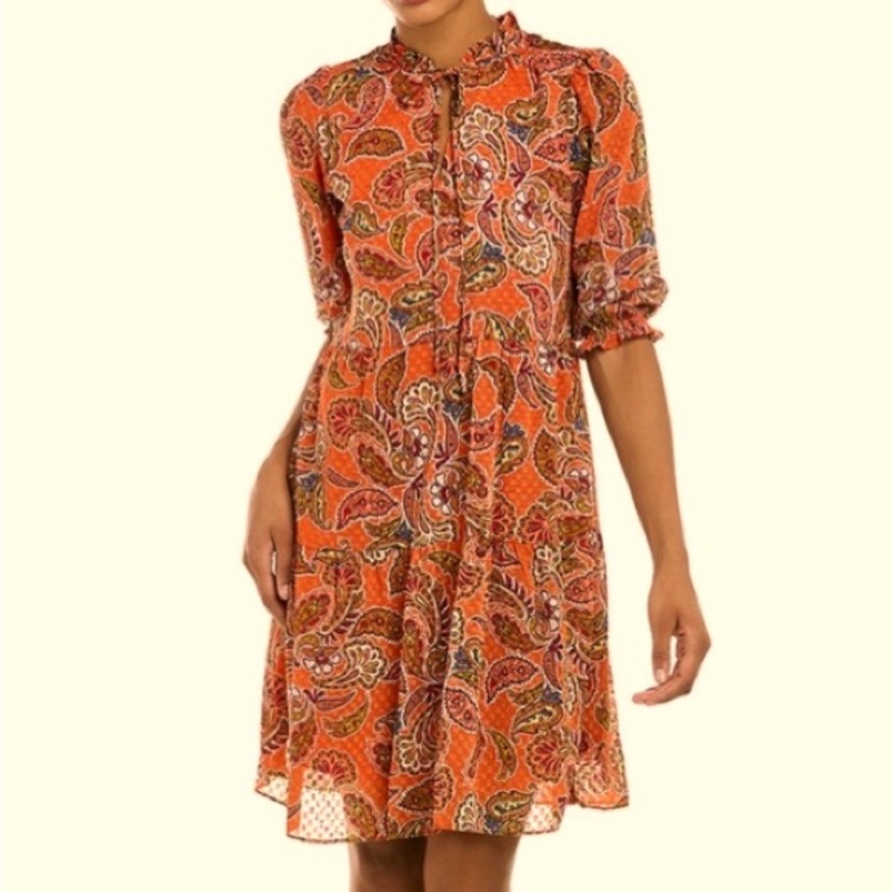 Nanette Lepore dusky orange beautiful BOHO paisley dress NWT size 4